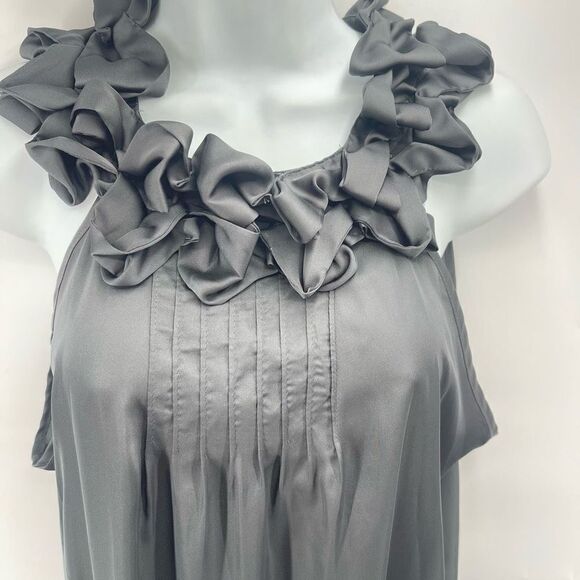 Violet & Claire Womens Blouse Top Sleeveless Ruffled Pleated Gray Size Medium - Picture 10 of 13